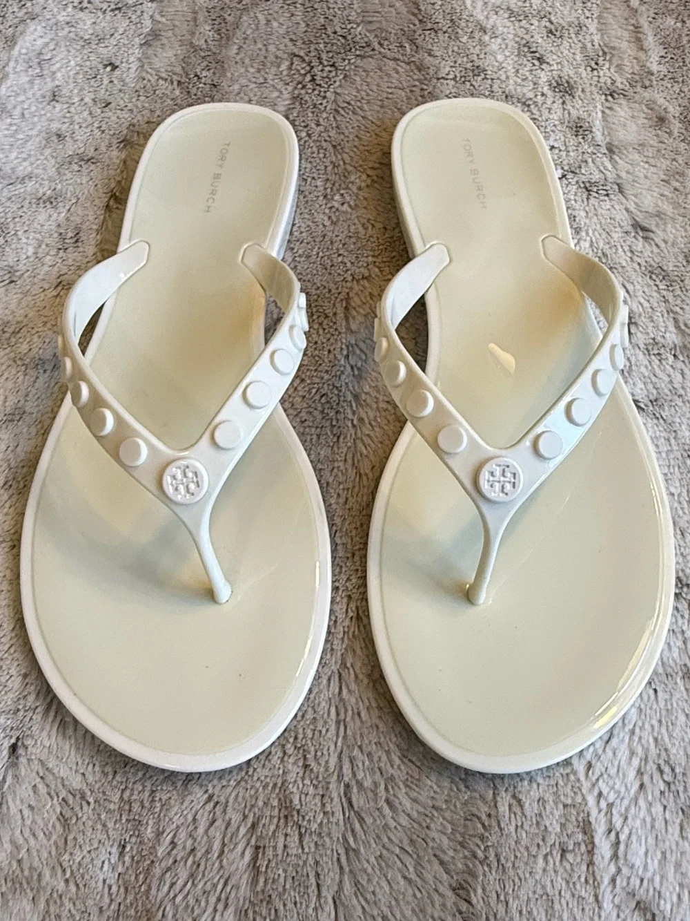 NEW💕TORY BURCH Studded Jelly Thong Beach Sandal in Ivory Size 9